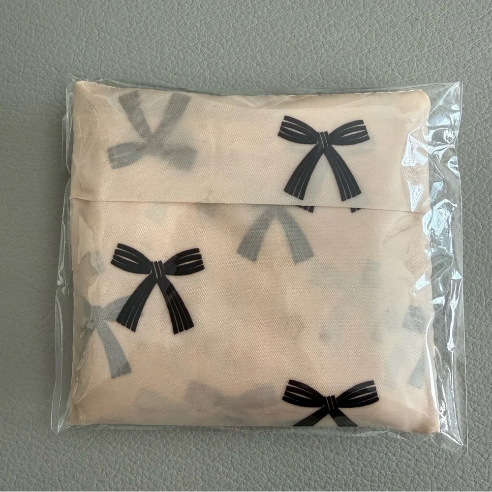 Sephora Foldable Reusable Tote with Bows | Travel Shopping Bag | Pale Pink | NEW